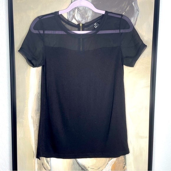 H&m Black Semi Sheer Crepe Top - Picture 1 of 5
